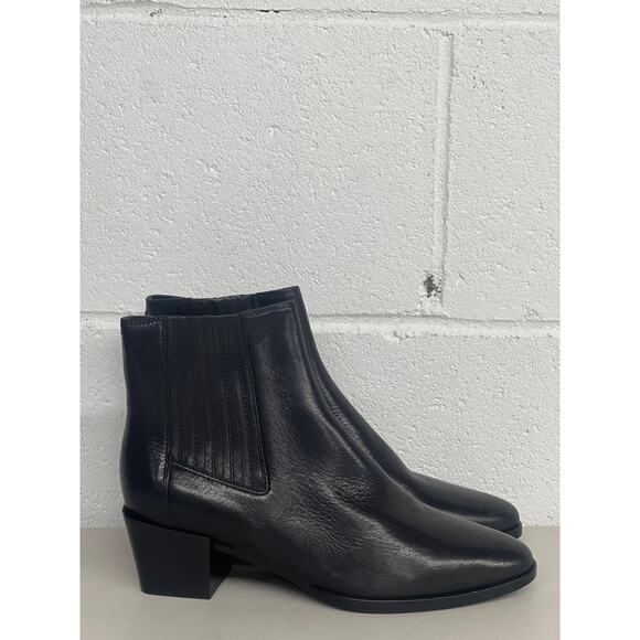New Rag & Bone 6 36 Black Rover Leather Block Heel Point Toe Chelsea Ankle Boot - Picture 2 of 5
